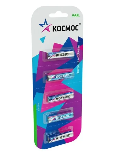 Элемент питания алкалиновый AAA/LR03 BP-5 (блист.5шт) КОСМОС KOCLR035BL - фото