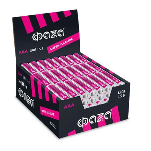 Элемент питания алкалиновый AAA/LR03 1.5В Super Alkaline box-96 display (уп.96шт) ФАZА 2854674 - фото