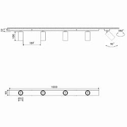 'Крепление сменное М14 для светильников MINI VILLY, поворотное накладное четверное, цвет Черный, MINI-VL-M14-BL 004877