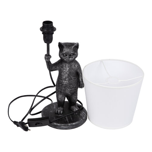 UML-B465 E14 SILVER Светильник настольный декоративный Кот, под лампу Е14, 40W, Механический выключатель, Серебристый - фото 5