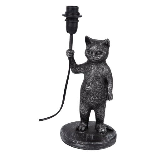 UML-B465 E14 SILVER Светильник настольный декоративный Кот, под лампу Е14, 40W, Механический выключатель, Серебристый - фото 6