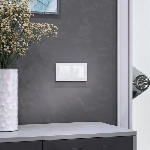 Выключатель двухклавишный с подсветкой (Hammer белый) W1220101 - фото 4