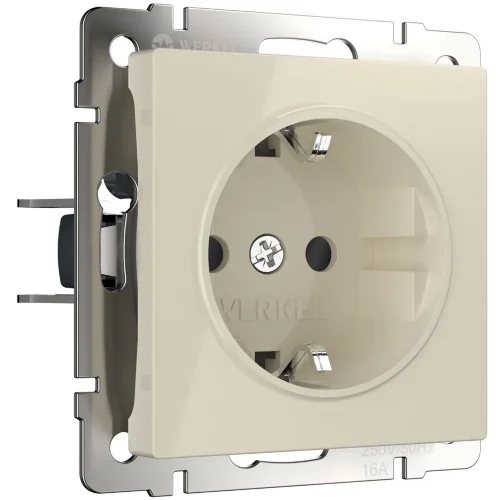 Розетка с заземлением и шторками (слоновая кость) W1171103 - фото