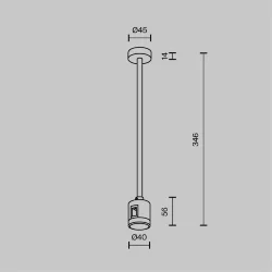 Крепление потолочное Medium 300мм с прямым коннектором питания Flarity черный (Черный)
