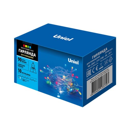 ULD-S1000-090-STA MULTI IP20 Гирлянда светодиодная, 10м, 90 светодиодов, Разноцветный свет, Провод прозрачный - фото 10