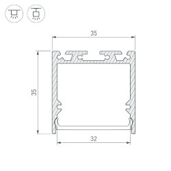 Профиль SL-LINE-3535-2000 ANOD (Arlight, Алюминий) 019306
