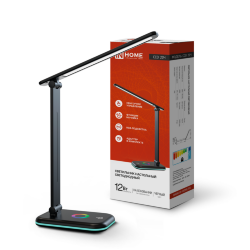 Светильник настольный светодиодный PLUS ССО-20Ч 12Вт 3000-6500К 640Лм RGB-подсветка, сенсор, с адаптером ЧЕРНЫЙ IN HOME
