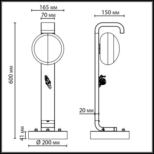 Уличный наземный светильник 60см IP54 «ODEON LIGHT EXCLUSIVE» 5434/1F, серия: LUMA (крепление на основание). Фото 2.