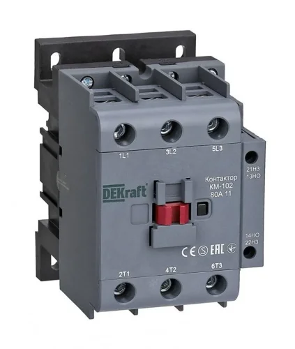 Контактор КМ-102 3п 80А кат. 230В AC 1НО+1НЗ AC-3 AC-4 DEKraft 22009DEK - фото