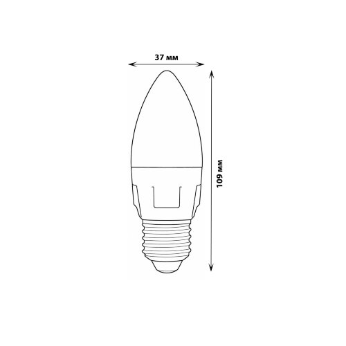 LED-C37 7W-WW-E27-FR PLP01WH Лампа светодиодная, Форма свеча, матовая, Серия ЯРКАЯ, Теплый белый свет 3000K - фото 2