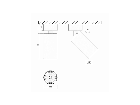 'Крепление сменное М3 для светильников MINI VILLY, поворотное накладное, цвет Черный, MINI-VL-M3-BL. Фото 2