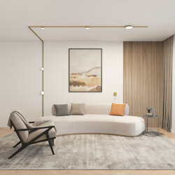 Светильник для трека SHINE FLOW со светодиодом, D74*H28, 48V DC, 6W, RA?90, 3000K, IP20, сатинированная латунь, алюминий, Denkirs DK5761-SB