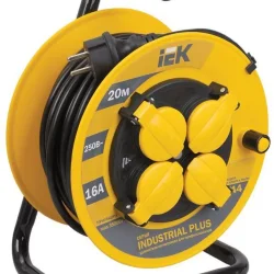 Удлинитель на катушке 4х20м с заземл. 16А IP44 Industrial plus УК20 3х1.5 термозащита IEK WKP15-16-04-20-44