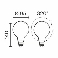 Светодиодная лампа Ультра Филамент Шар G95 4Вт 4000K E27 320° молочная (3075) (Молочный) 3075