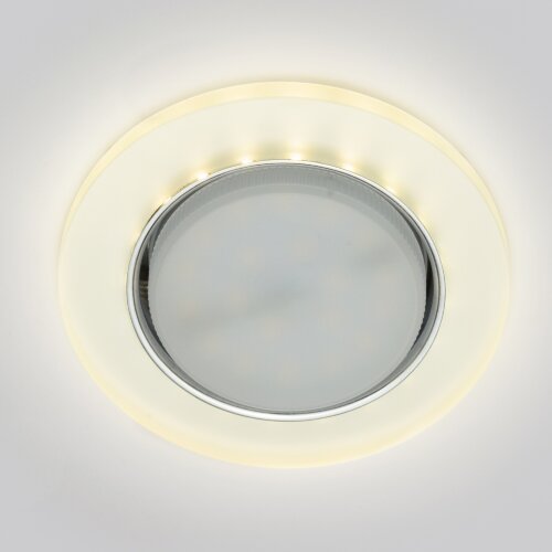 DLS-L158 GX53 CHROME-MATT CLEAR Светильник декоративный встраиваемый, серия Luciole, Без лампы, цоколь GX53, Доп, светодиодная подсветка 4Вт, Металл-стекло, Хром-матовый+прозрачный - фото 2