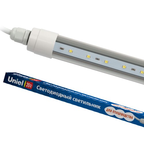 ULY-P61-20W-SCEP-K IP65 DC24V WHITE Светильник для птиц светодиодный линейный, 1250мм, c коннектором, Спектр для яйценоскости, TM Uniel - фото 5