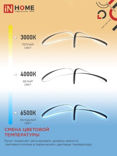 Светильник светодиодный ESTETIKA DALI-FX-90BL 90Вт 230В 3000-6500K 920х245x230мм 1.2м трос ДУ черный IN HOME - Фото 4