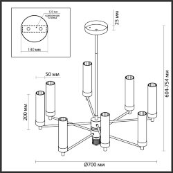 Люстра на штанге «LUMION» 5274/8C, серия: KAMILLA (крепление на планке) - -