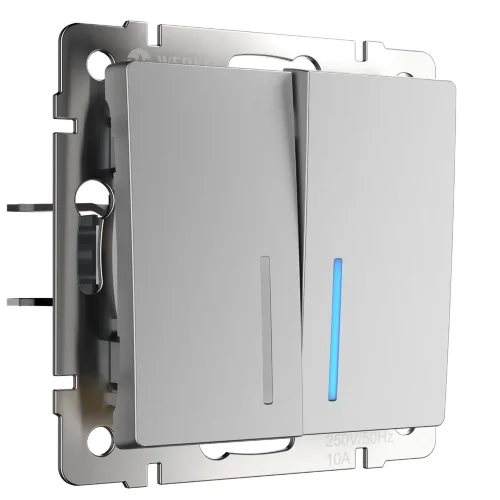 W1120106/ Выключатель двухклавишный с подсветкой (серебряный) W1120106 - фото