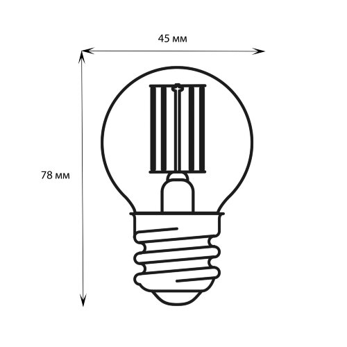 LED-G45-7.5W-WW-E27-CL GLA01TR Лампа светодиодная, Форма шар, прозрачная, Серия Air, Теплый белый свет 3000K - фото 4