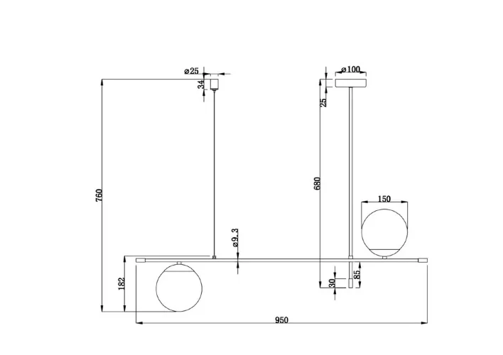 Подвесной светильник Nostalgia E14х2 40Вт (Черный и Золото) - фото 4