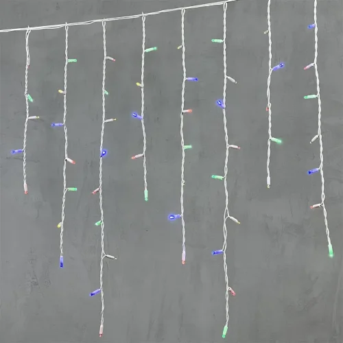 Гирлянда Бахрома 3,2 x 0,9 м Разноцветная 220В, 168 LED, Провод Белый Каучук, IP65. Фото 1.