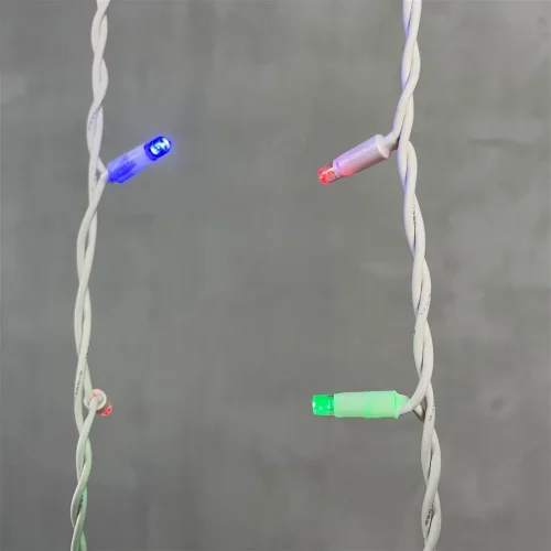 Гирлянда Бахрома 3,2 x 0,9 м Разноцветная 220В, 168 LED, Провод Белый Каучук, IP65. Фото 3.