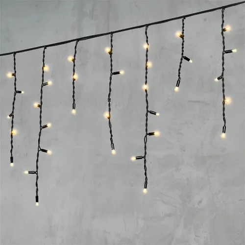 Гирлянда Бахрома 3,1 x 0,5 м Тепло-Белая 220В, 120 LED, Провод Черный Каучук, IP65. Фото 1.
