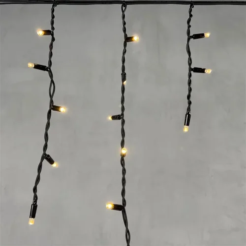 Гирлянда Бахрома 3,1 x 0,5 м Тепло-Белая 220В, 120 LED, Провод Черный Каучук, IP65. Фото 2.