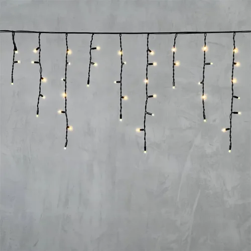 Гирлянда Бахрома 3,1 x 0,5 м Тепло-Белая 220В, 120 LED, Провод Черный Каучук, IP65. Фото 6.