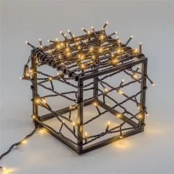 Гирлянда Нить 10м Тепло-Белая 220В, 100 LED, Провод Черный ПВХ, IP54