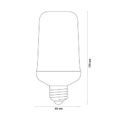LED-L60-6W-FLAME-E27-FR PLD01WH Лампа светодиодная декоративная с типом свечения эффект пламени, Форма цилиндр, матовая.