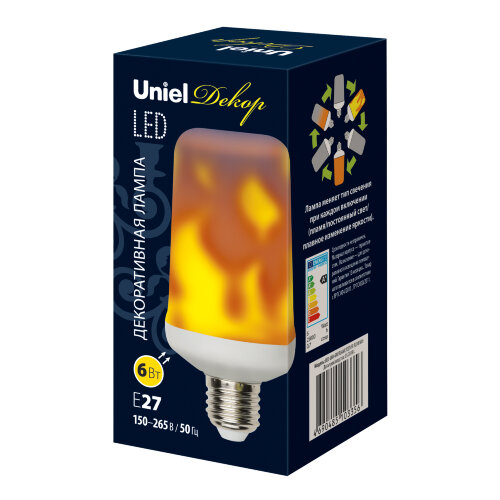 LED-L60-6W-FLAME-E27-FR PLD01WH Лампа светодиодная декоративная с типом свечения эффект пламени, Форма цилиндр, матовая. - фото 8