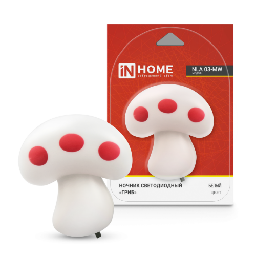 Ночник светодиодный NLA 03-MW ГРИБ белый с выключателем 230В IN HOME - Фото