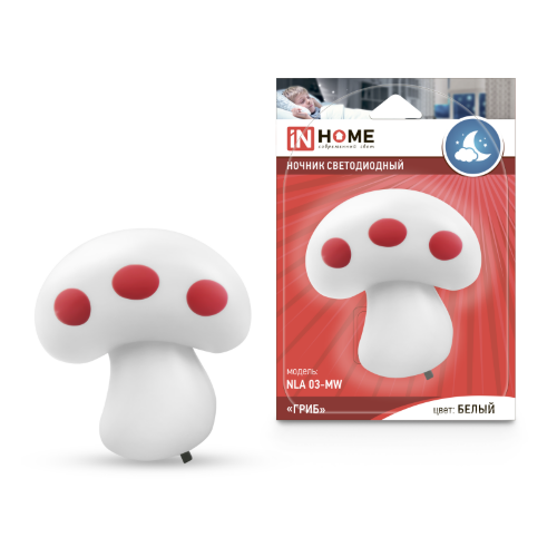 Ночник светодиодный NLA 03-MW ГРИБ белый с выключателем 230В IN HOME - Фото 2