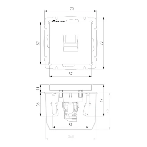 Розетка Ethernet RJ-45 cat. 6A экранированная (белый матовый) W5120001 - фото 7