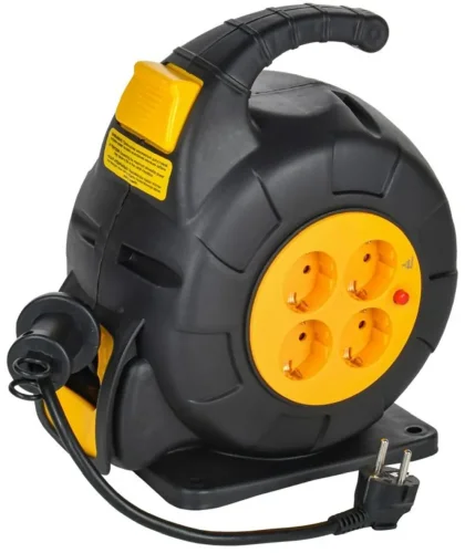 Удлинитель на катушке TWIST 4х10м с заземл. автосмотка 16А IP20 ПВС 3х1.5 IEK TW-KP27-16-04-10 - фото