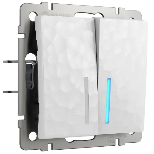 Выключатель двухклавишный проходной с подсветкой белый W1222101 - фото