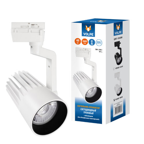 ULB-Q274 40W/4000К WHITE Светильник-прожектор светодиодный трековый. 3600 Лм. Белый свет (4000К) Корпус белый. ТМ Volpe - фото