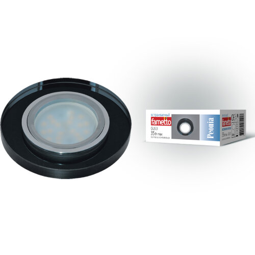 DLS-P106 GU5.3 CHROME-BLACK Светильник декоративный встраиваемый серия Peonia, Без лампы, цоколь GU5.3, Основание металл, цвет хром, Отделка стекло, цвет черный. - фото 2