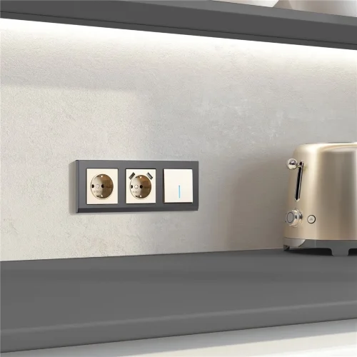 Выключатель одноклавишный проходной с подсветкой (шампань) W1112111 - фото 3