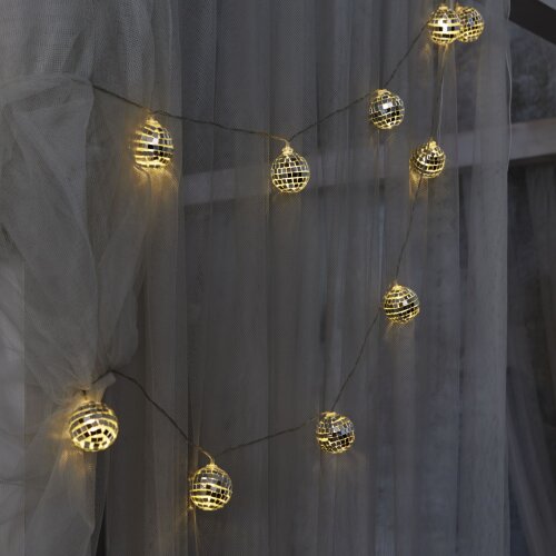 ULD-S1800-010-STB-3AA WARM WHITE IP20 DISCOBALLS Гирлянда светодиодная Диско, на батарейках 3AA не в-к, 1.8м, 10 светодиодов, Теплый белый свет, Провод прозрачный, TM Uniel - фото 3