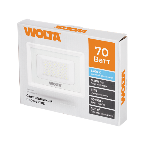 Светодиодный прожектор WOLTA WFL-70W/06W 70Вт 5700К IP65 6300лм белый - фото 3.