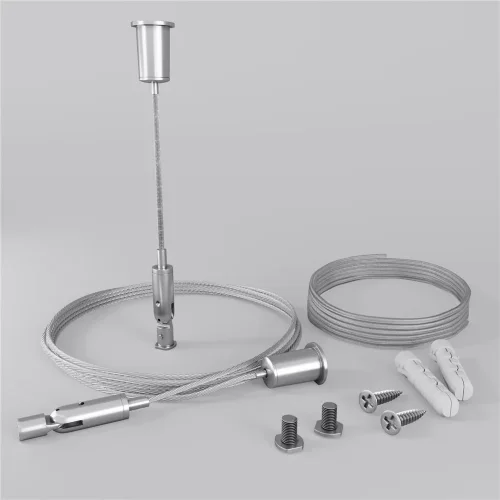 Комплект подвесов для радиусного профиля 2м с проводом питания (Серебро) - фото 2