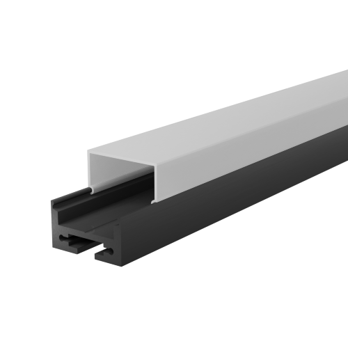 Профиль алюминиевый WOLTA WAP-S/H-20/20/2000-BW накладной/подвесной черный с белым рассеивателем 20х20х2000мм. Совместим с подвесами WOLTA МК-2 и МК-4 - фото 1.