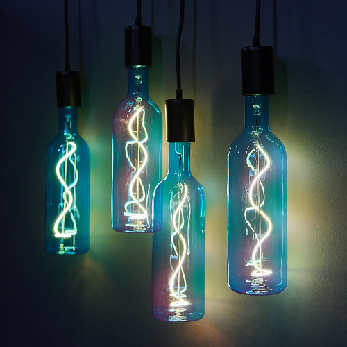 LED-SF21-5W-SOHO-E27-CW BLUE GLS77BL Лампа светодиодная SOHO, Синяя колба, Спиральный филамент - фото 4