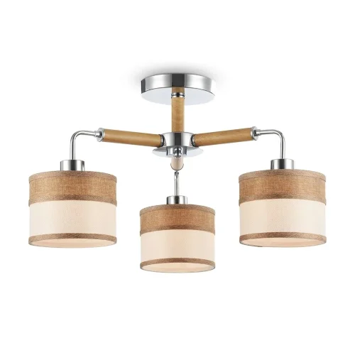 Двухцветные абажуры, сделанные из мешковины, сочетаются с древесной арматурой. Благодаря большому ассортименту изделий серии Helen легко выбрать светильник как для просторных помещений, так и для небольших. (Хром) - фото