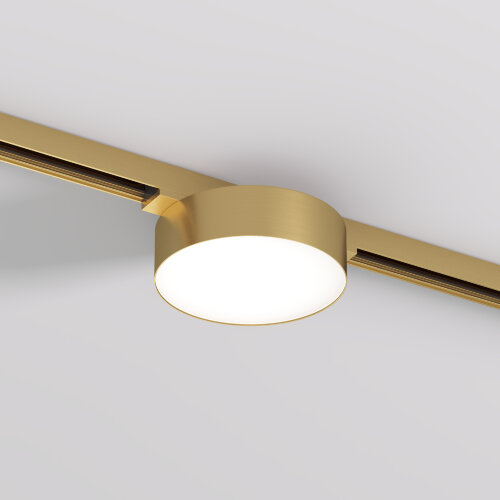 DK5762-SB Светильник для трека SHINE FLOW со светодиодом, D95*H28, 48V DC, 8W, RA?90, 3000K, IP20, сатинированная латунь, алюминий.