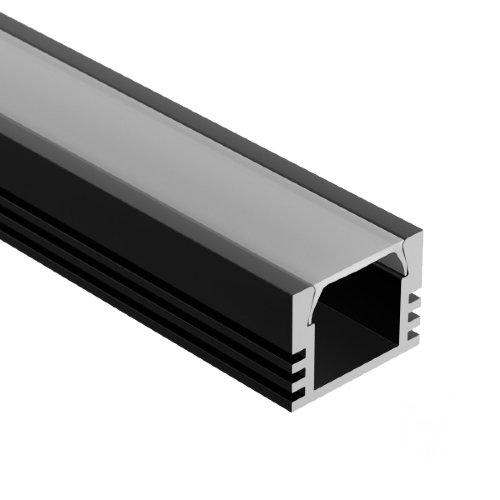 Профиль U-16/12 RAL9005 (с экраном) — 2000мм - фото 1