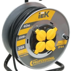 Удлинитель на метал. катушке 4х40м с заземл. 16А IP44 Professional УК40 КГ 3х1.5 термозащита IEK WKP16-16-04-40-44